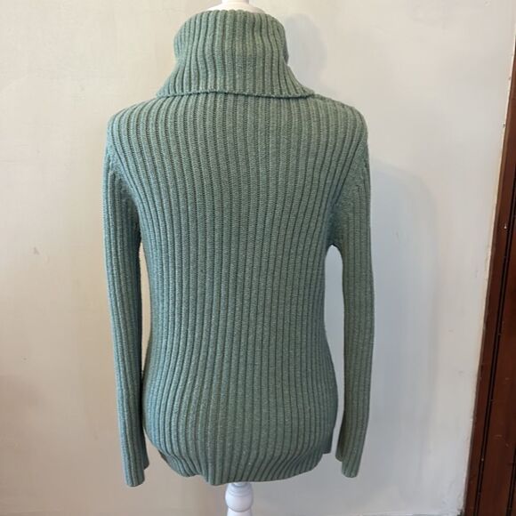 Talbots sage green long sleeve sequined turtleneck sweater Size MP - Picture 7 of 9